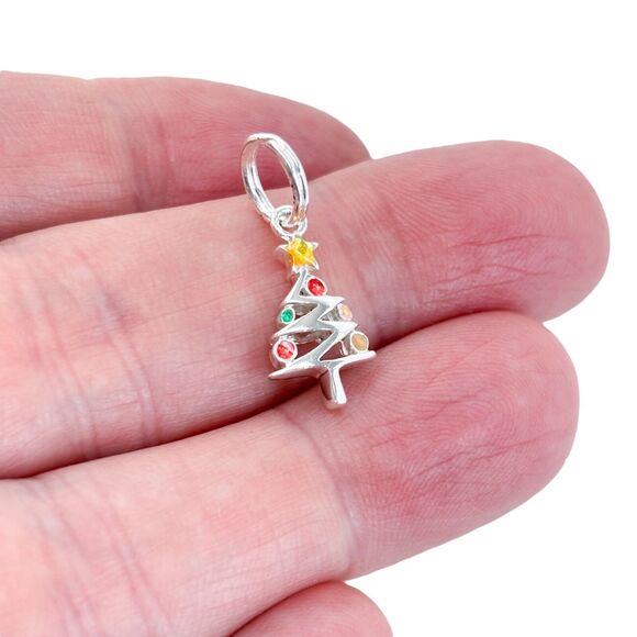 Vintage Sterling Silver 925 Christmas Tree Pendant Charm Pendant - Picture 1 of 7